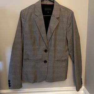 Banana republic plaid suit jacket size 10 black white red fine plaid